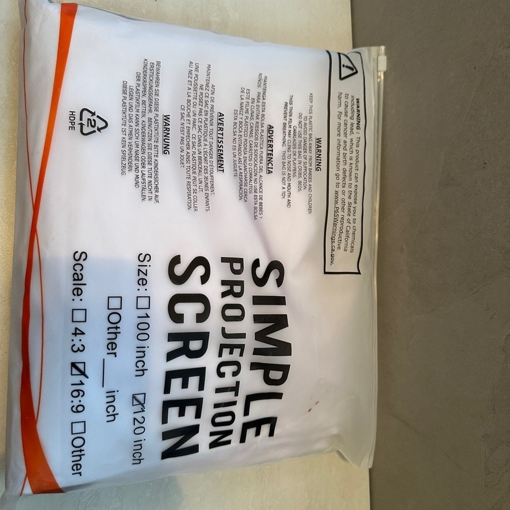 Brand New in Bag 120 Inch Simple Projection Screen 16:9 Screen - Picture 1 of 5